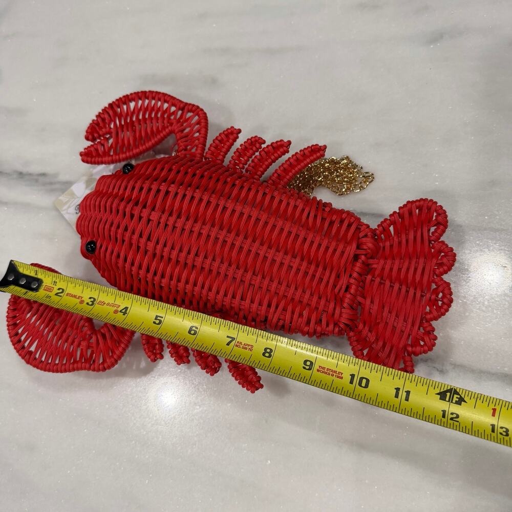Tommy Bahama Rattan Lobster Bag Red Wicker Crossbody Gold Chain NWT FIRM on Posh - Picture 12 of 16